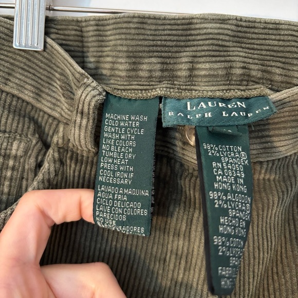 Vintage Lauren Ralph Lauren Green Corduroy Straight Leg Ankle Pants 10 Military - Picture 3 of 6